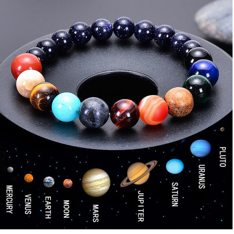 Men Bracelet for Men Women  Natural Stone Beaded  Chakra Yoga  Bracelet Universe  Solar System Planets Bracelets Charm Jewelry